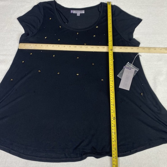 Jennifer Lopez Black Beaded Scoopneck Black T shirt Womens size 1X - Picture 7 of 12